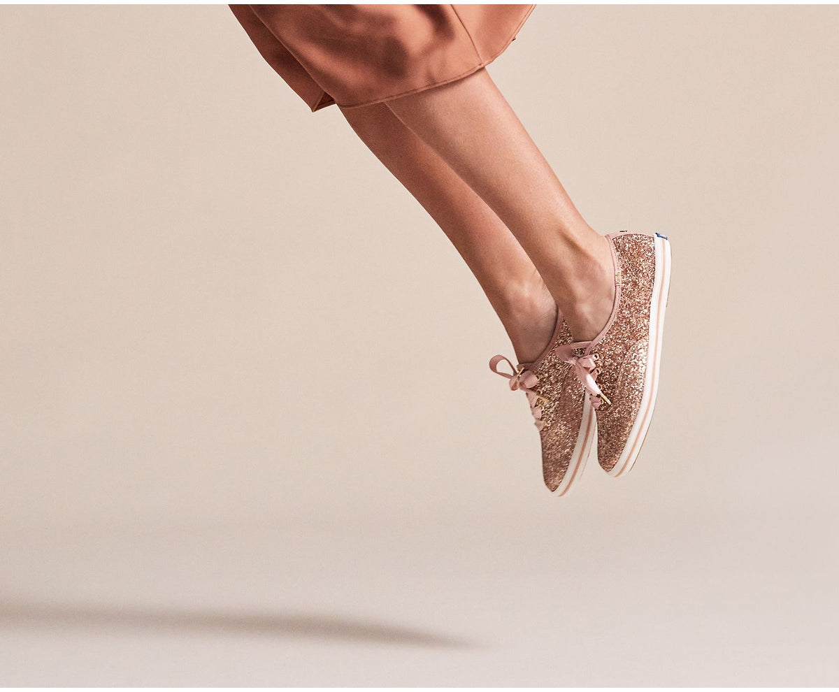 Women Keds x kate spade new york Champion Glitter Rose Gold Glitter - Keds