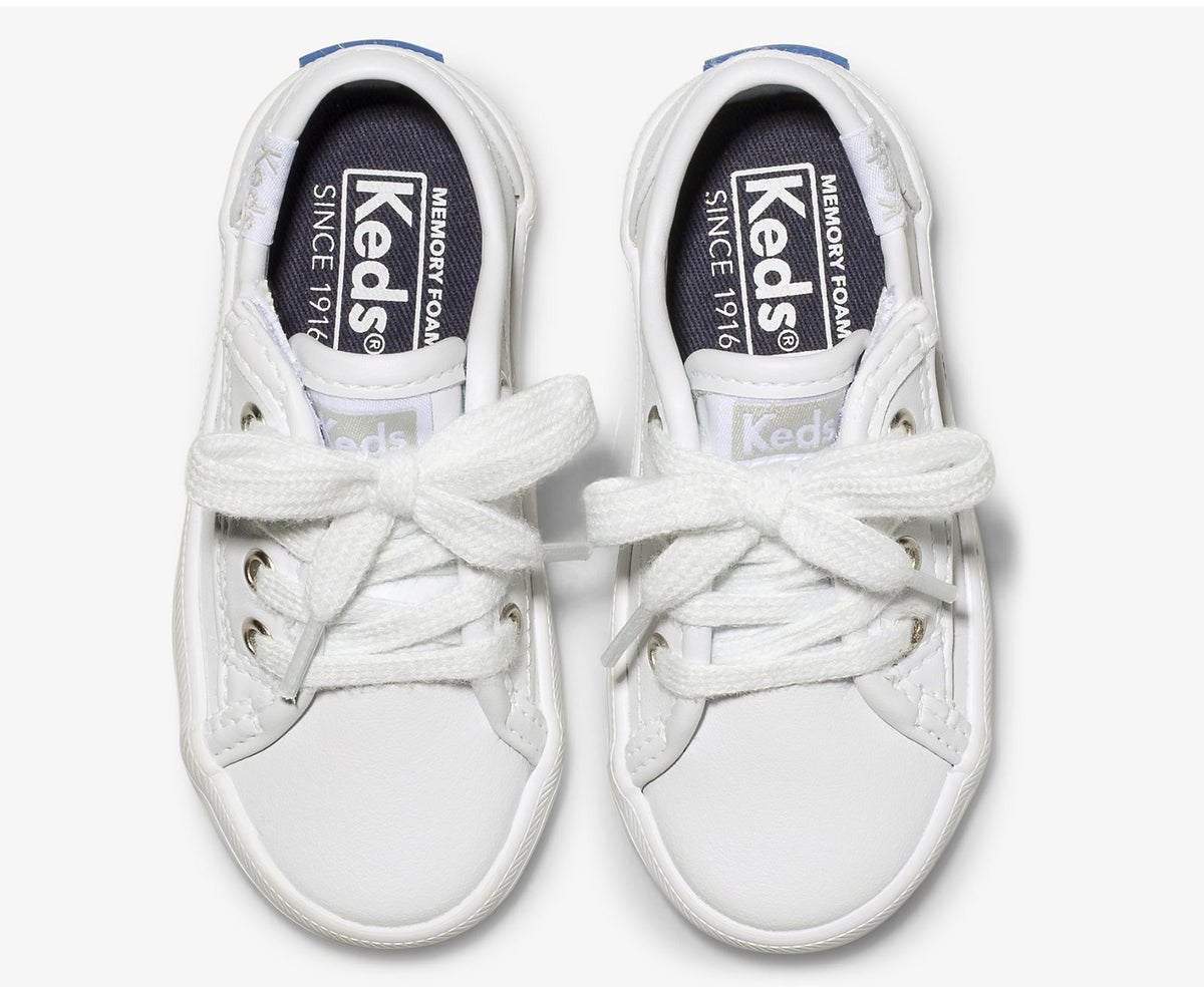 Girls Big Kid's Kickstart Jr. Leather Sneaker White Leather - Keds