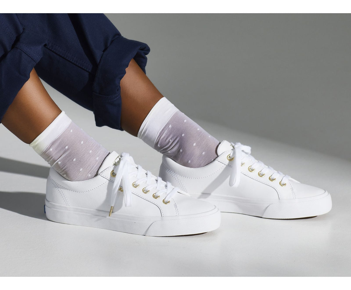 Women Jump Kick Leather White Gold - Keds