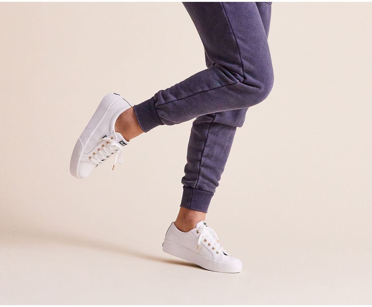 Women Jump Kick Duo Leather White - Keds