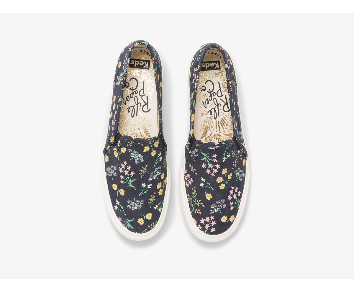 Women Keds x Rifle Paper Co. Double Decker Petite Fleurs Printed Indigo - Keds