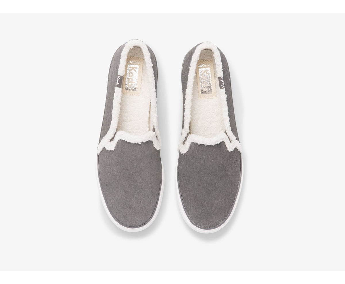 Women Double Decker Suede Faux Shearling Smoke - Keds