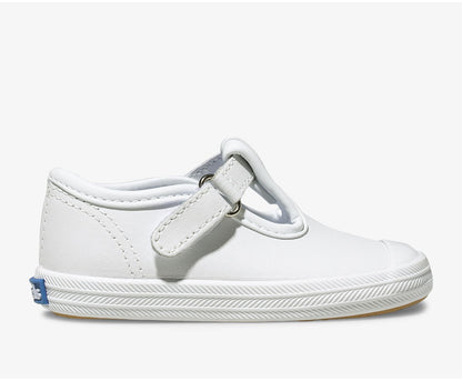 Girls Little Kid's Champion Toe Cap T-Strap White Leather - Keds
