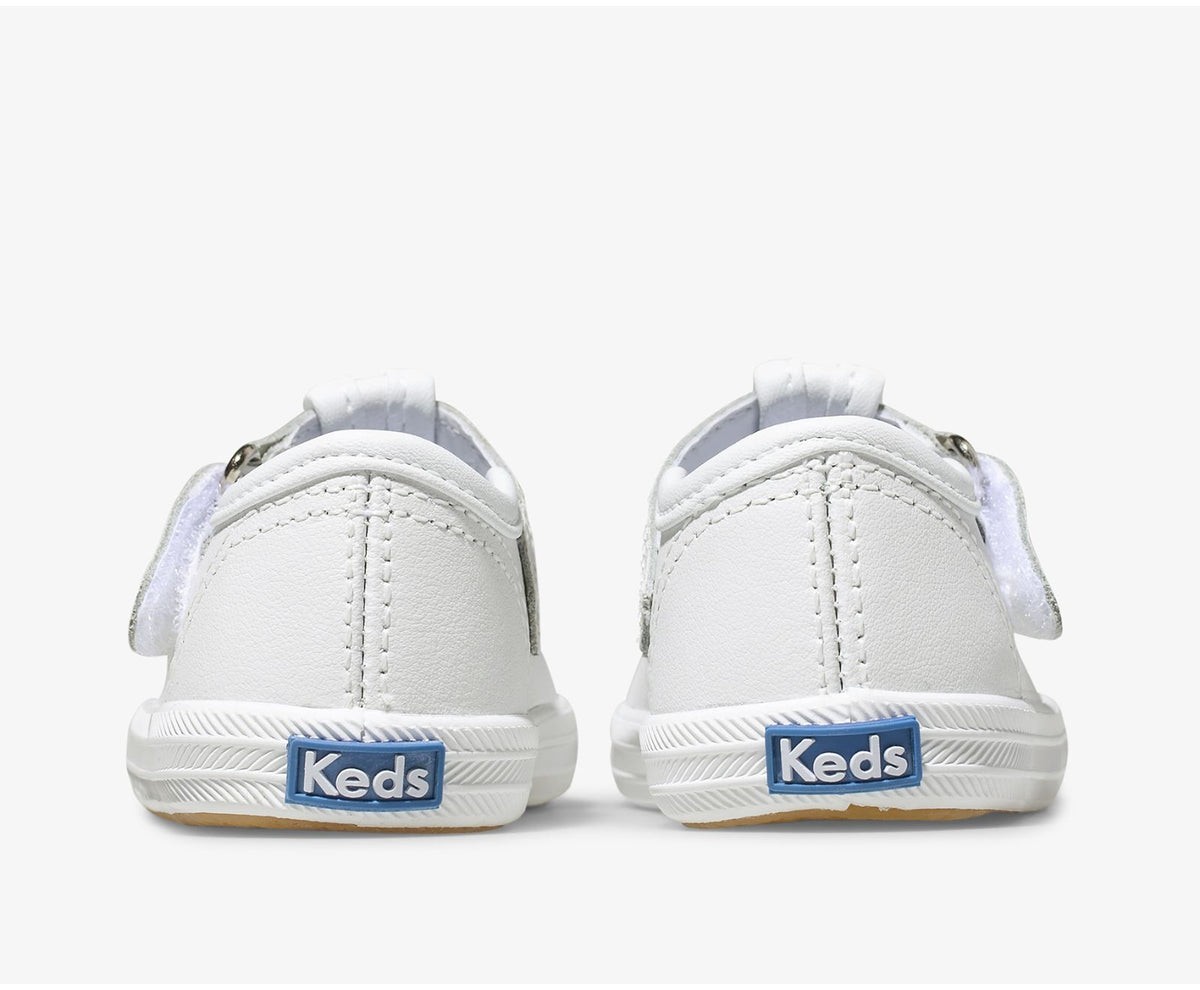 Girls Little Kid's Champion Toe Cap T-Strap White Leather - Keds