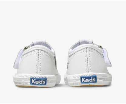 Girls Little Kid's Champion Toe Cap T-Strap White Leather - Keds
