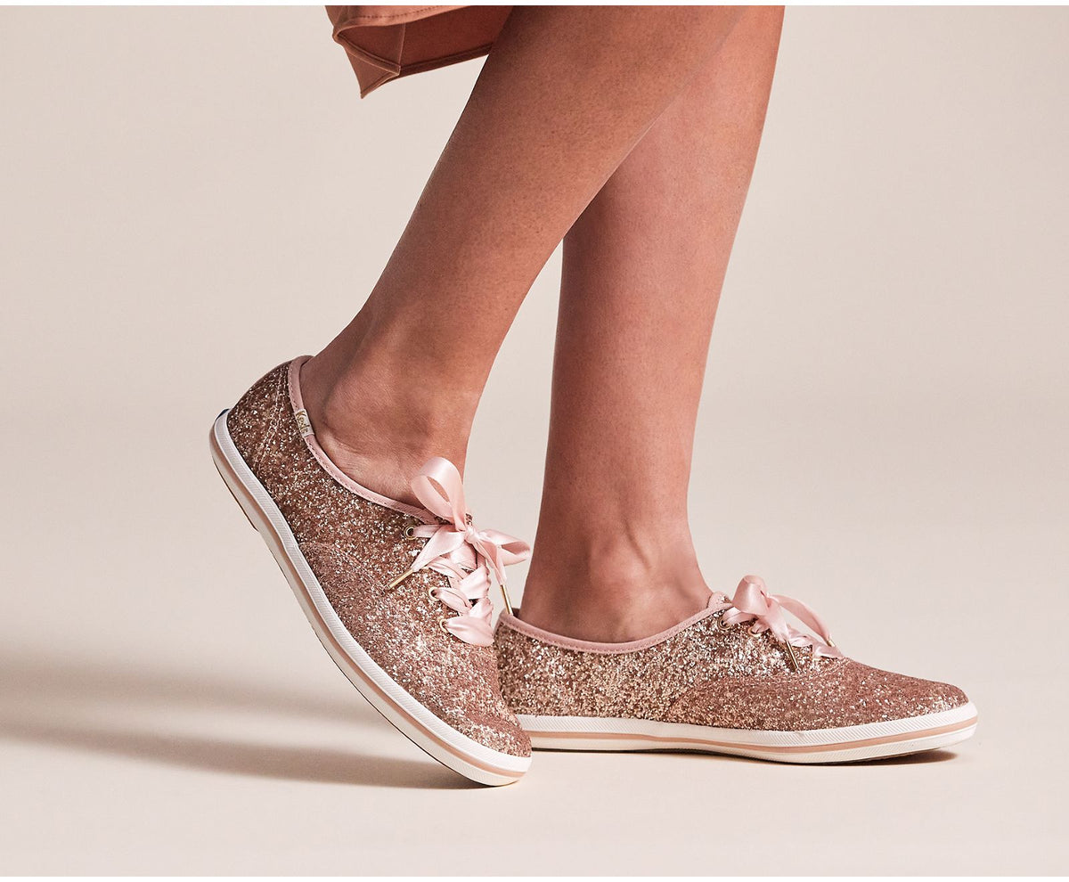 Women Keds x kate spade new york Champion Glitter Rose Gold Glitter - Keds