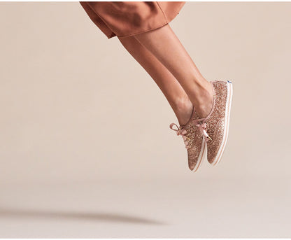 Women Keds x kate spade new york Champion Glitter Rose Gold Glitter - Keds