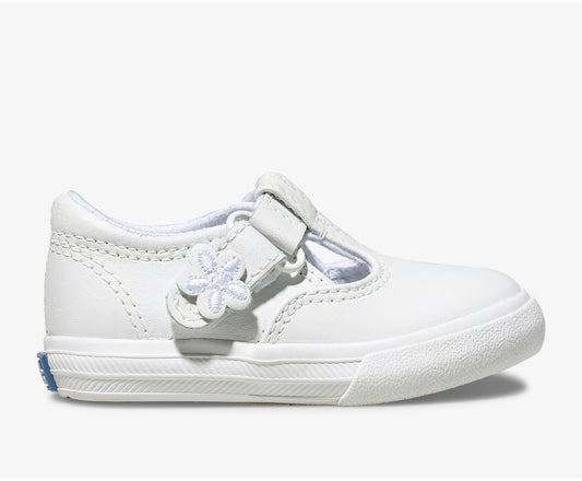 Girls Little Kid's Daphne T-Strap Leather Sneaker White - Keds