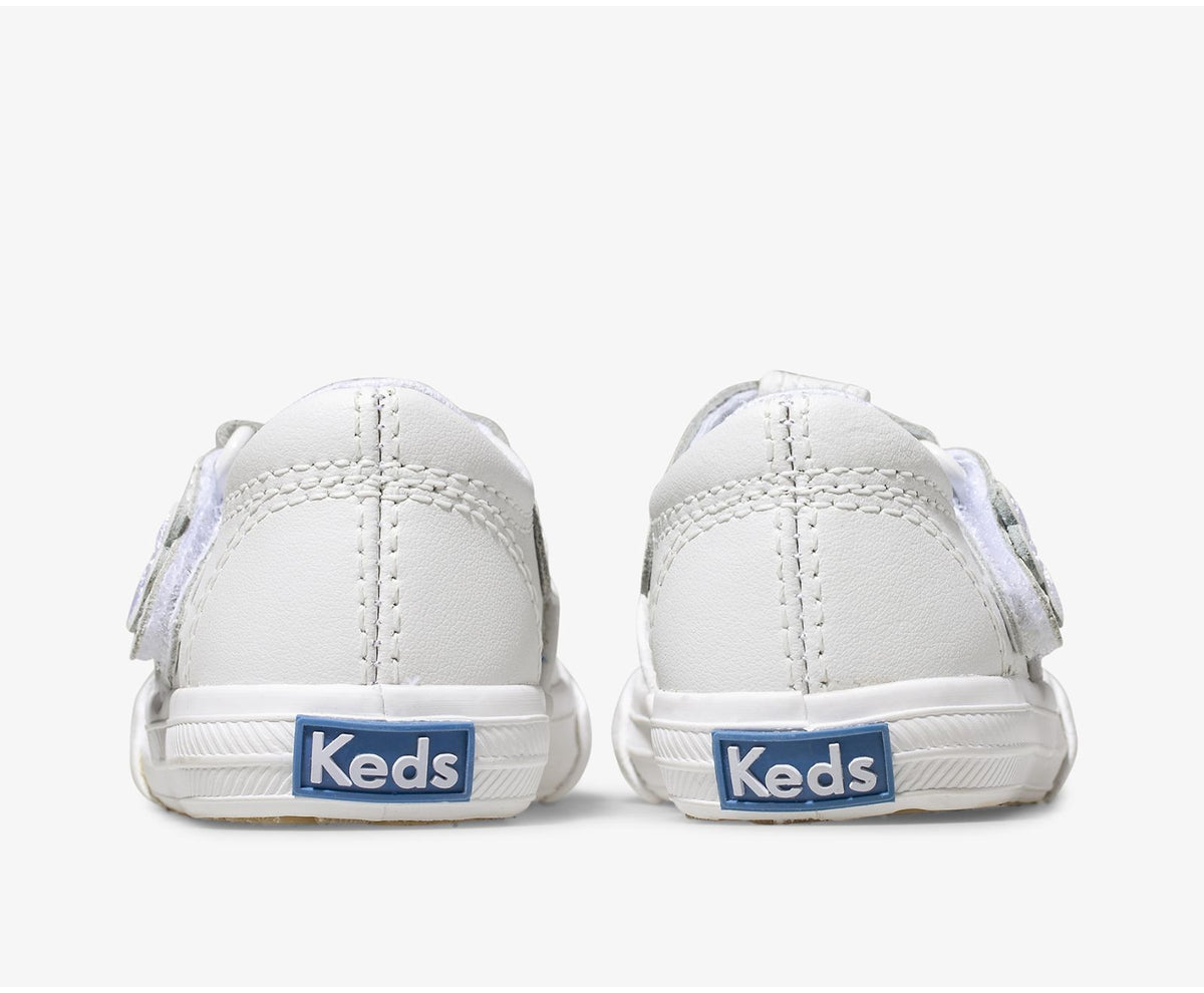 Girls Little Kid's Daphne T-Strap Leather Sneaker White - Keds