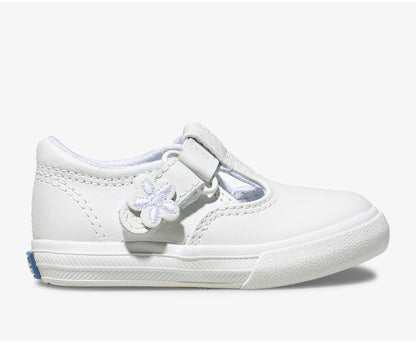 Girls Big Kid's Daphne T-Strap Leather Sneaker White - Keds