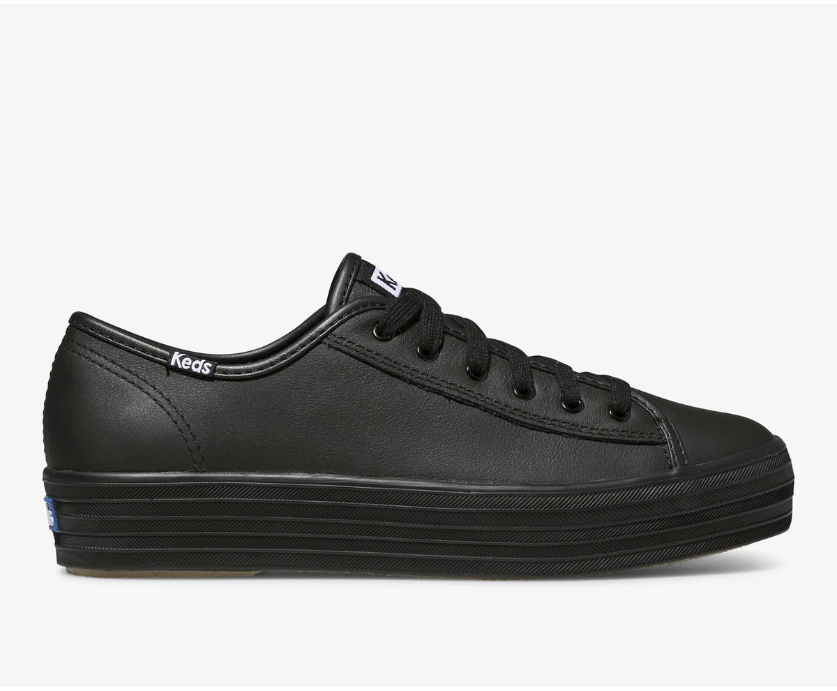 Women Triple Kick Leather Black Black - Keds