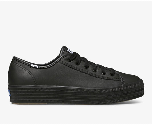 Women Triple Kick Leather Black Black - Keds
