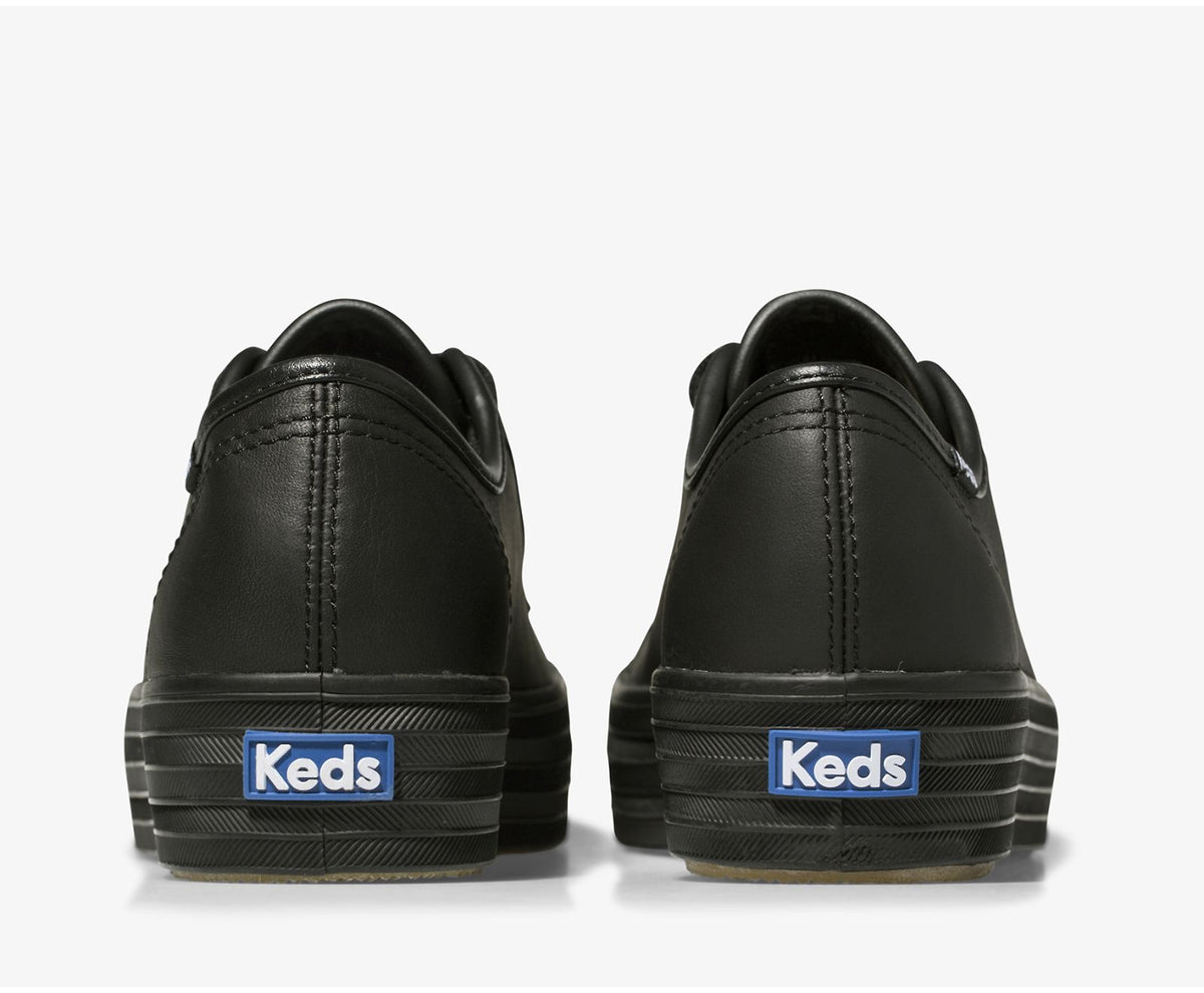 Women Triple Kick Leather Black Black - Keds