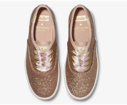 Girls Big Kid's Keds x kate spade new york Champion Glitter Sneaker Rose Gold - Keds
