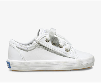 Girls Little Kid's Kickstart Jr. Leather Sneaker White Leather - Keds