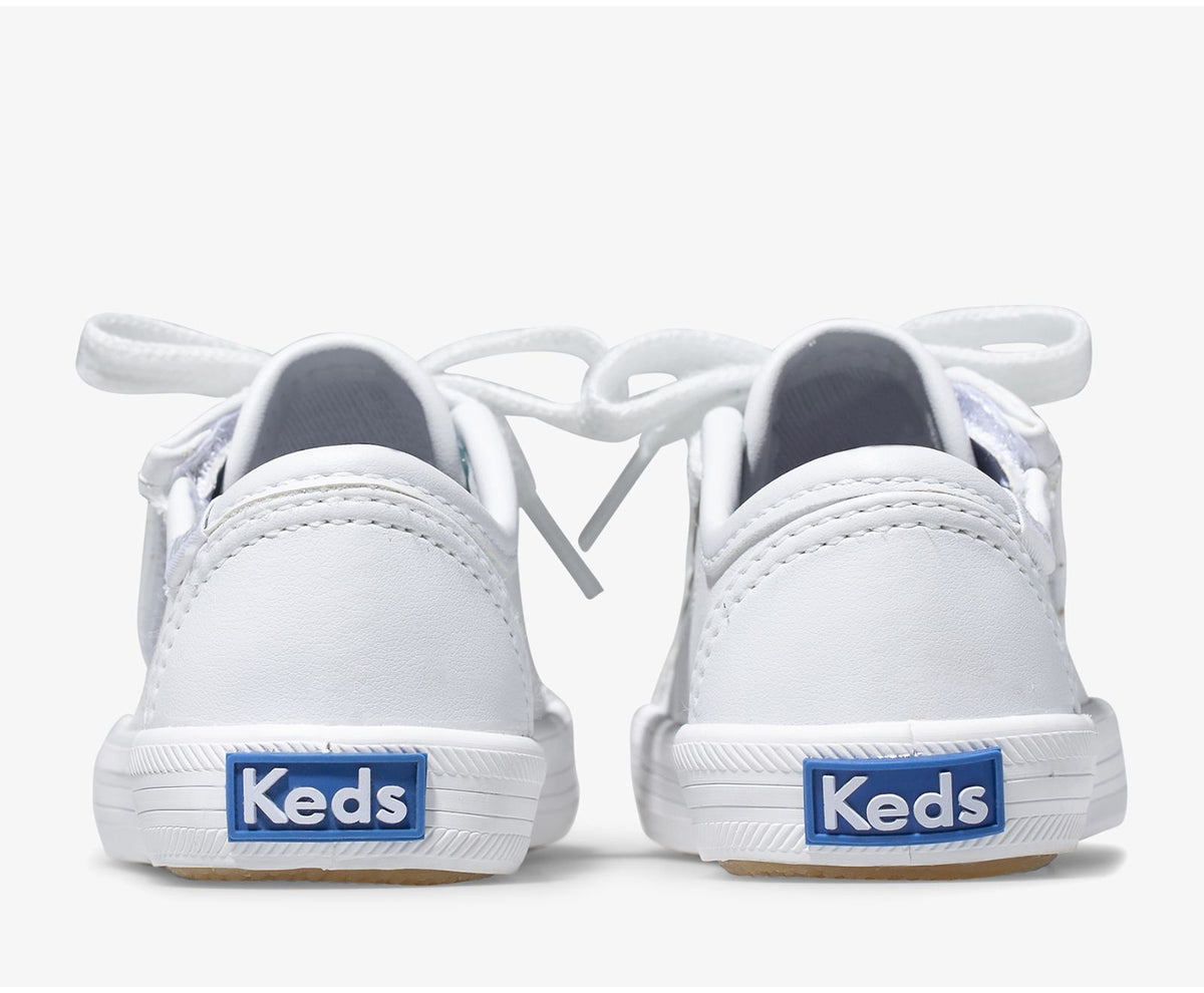 Girls Little Kid's Kickstart Jr. Leather Sneaker White Leather - Keds