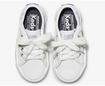 Girls Little Kid's Kickstart Jr. Leather Sneaker White Leather - Keds