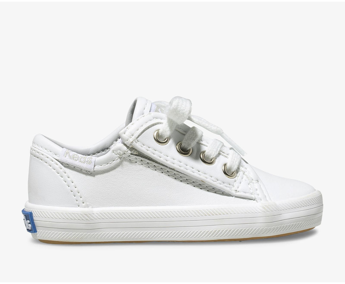 Girls Big Kid's Kickstart Jr. Leather Sneaker White Leather - Keds