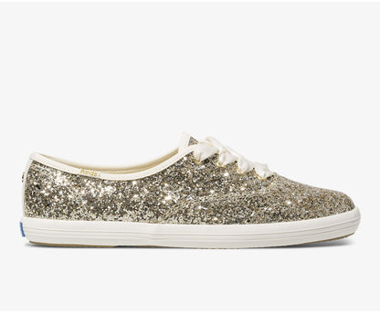 Women Keds x kate spade new york Champion Glitter Platinum Gold - Keds