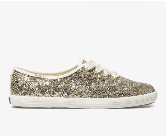 Women Keds x kate spade new york Champion Glitter Platinum Gold - Keds