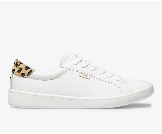 Women Keds x kate spade new york Ace Leather Calf Hair White Leopard - Keds