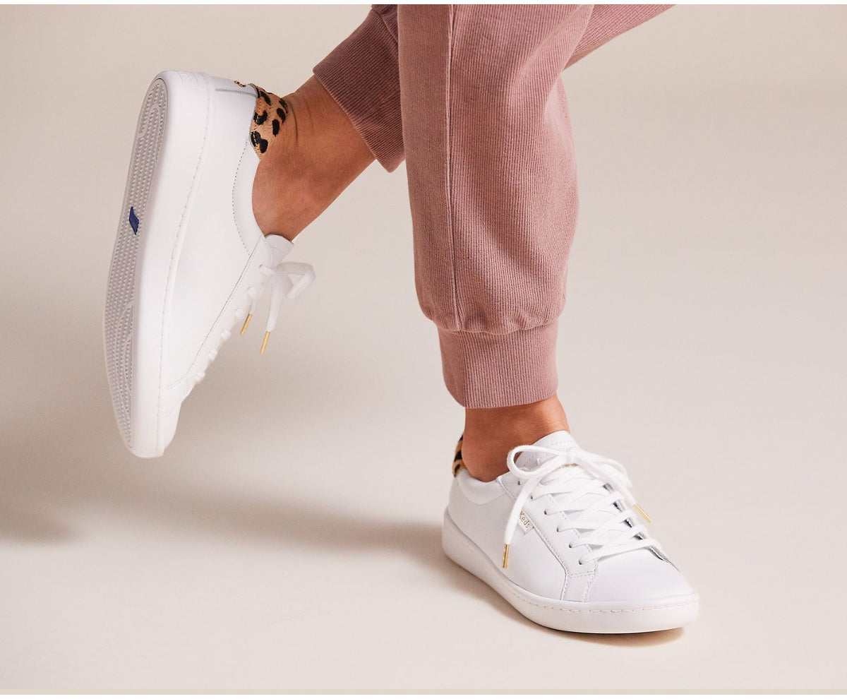 Women Keds x kate spade new york Ace Leather Calf Hair White Leopard - Keds