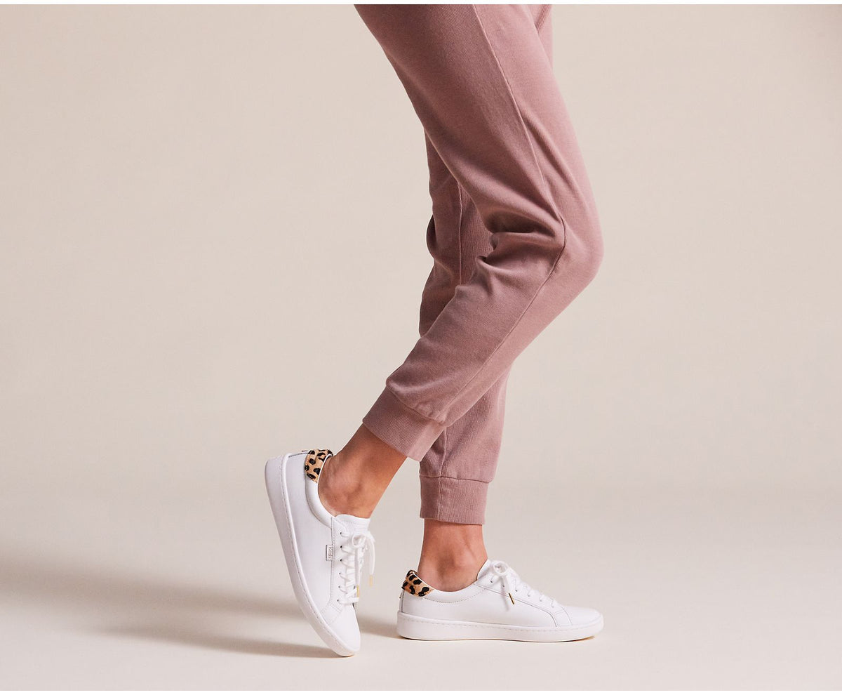Women Keds x kate spade new york Ace Leather Calf Hair White Leopard - Keds