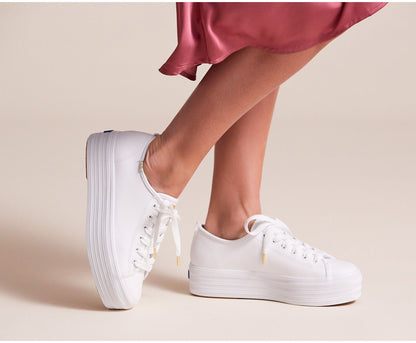 Women Triple Up Leather White - Keds
