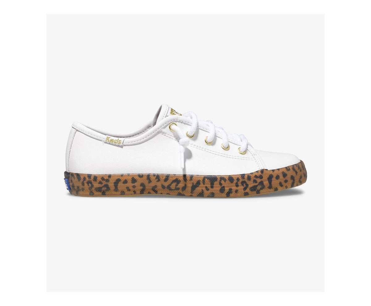 Girls Big Kid's Kickstart Leopard Foxing Sneaker White - Keds