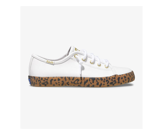 Girls Big Kid's Kickstart Leopard Foxing Sneaker White - Keds