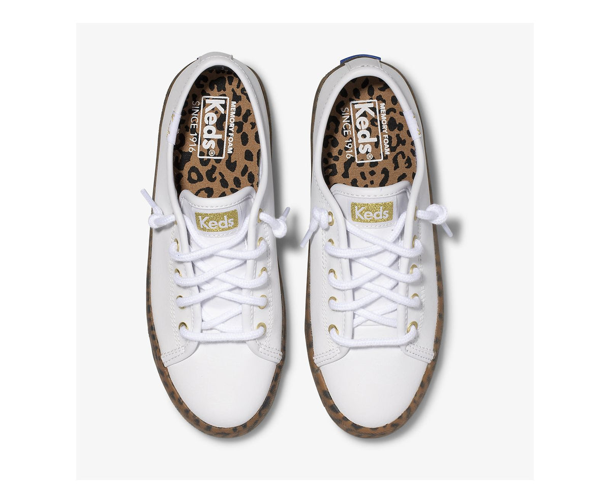 Girls Big Kid's Kickstart Leopard Foxing Sneaker White - Keds