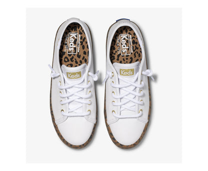 Girls Big Kid's Kickstart Leopard Foxing Sneaker White - Keds