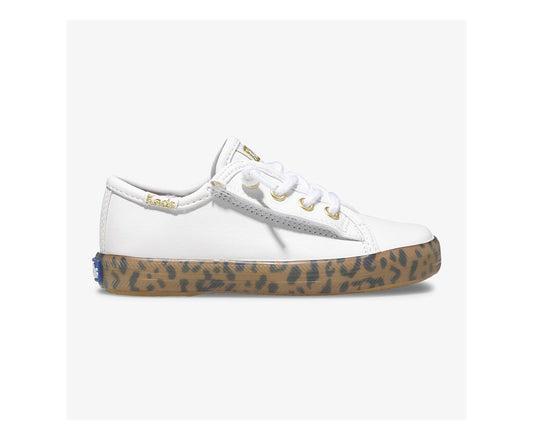Girls|Boys Big Kid's Kickstart Leopard Foxing Sneaker Jr White Leopard - Keds