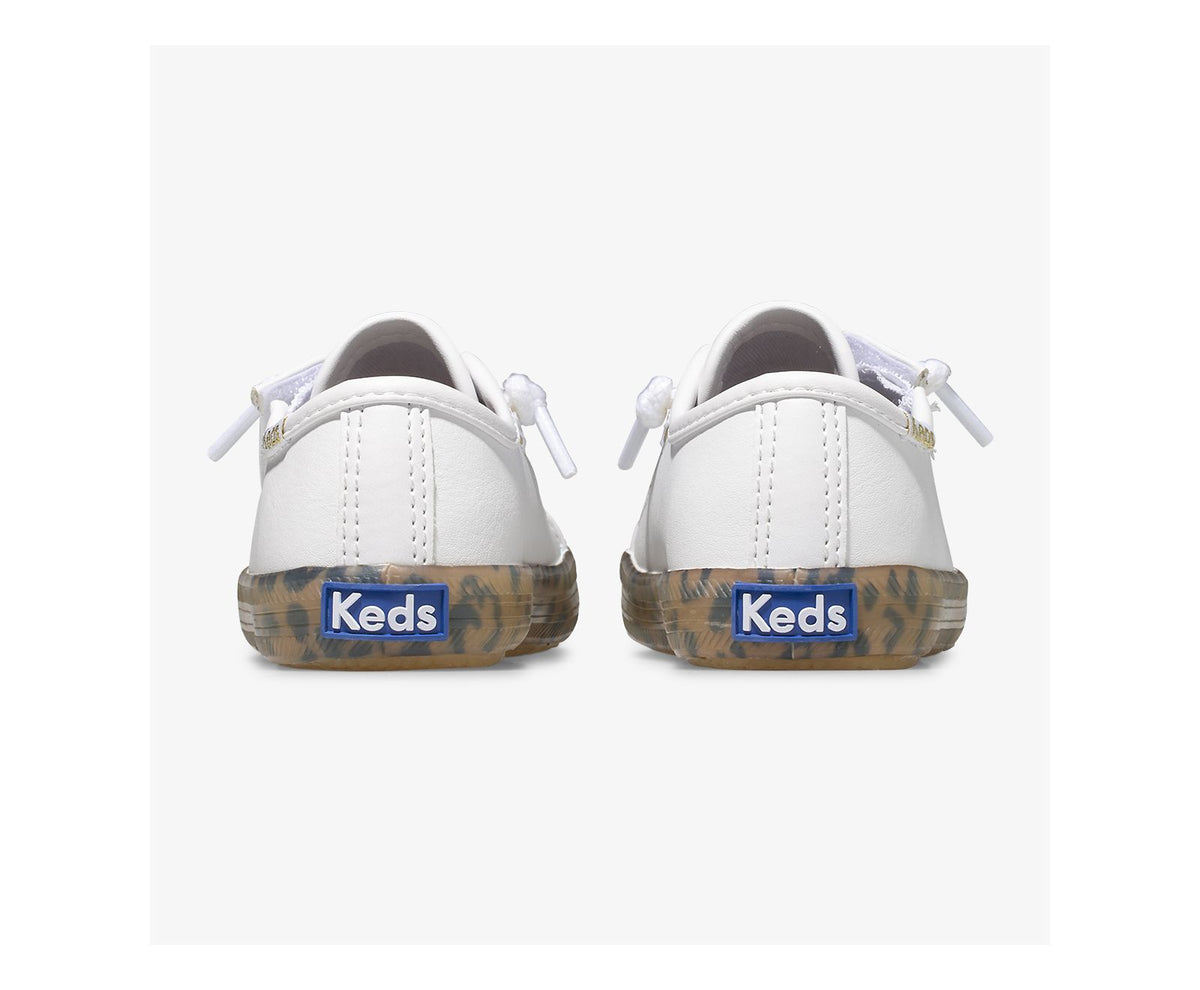 Girls|Boys Big Kid's Kickstart Leopard Foxing Sneaker Jr White Leopard - Keds