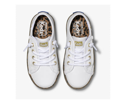 Girls|Boys Big Kid's Kickstart Leopard Foxing Sneaker Jr White Leopard - Keds
