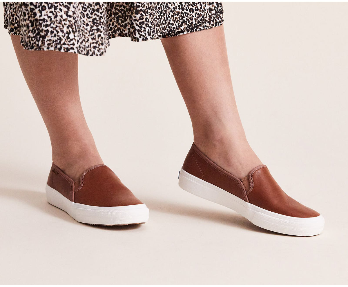 Women Double Decker Leather Cognac - Keds