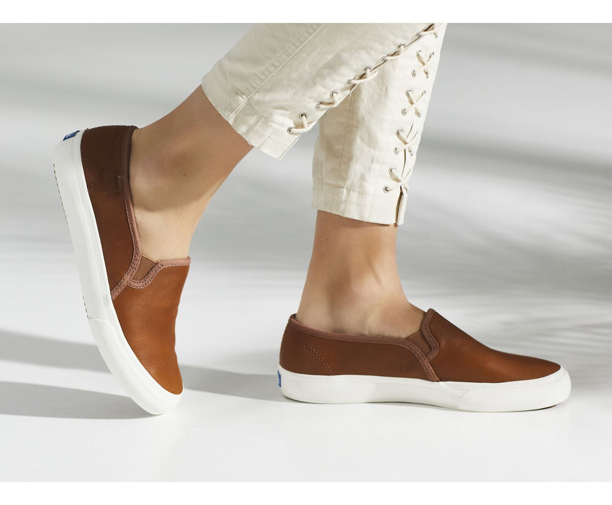 Women Double Decker Leather Cognac - Keds