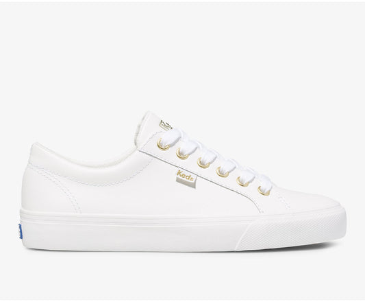 Women Jump Kick Leather White Gold - Keds