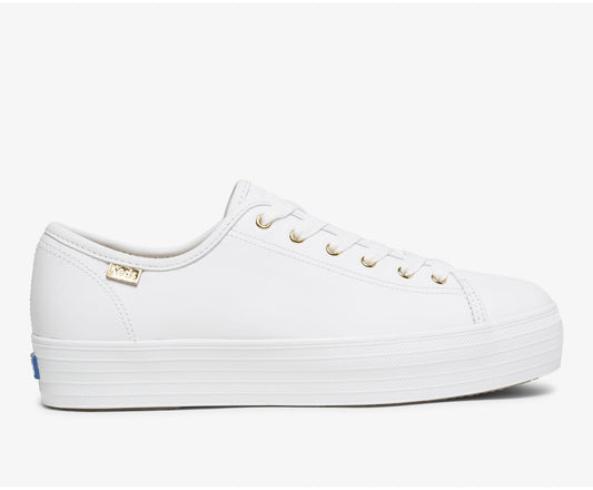 Women Triple Kick Luxe Leather White - Keds
