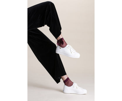 Women Triple Kick Luxe Leather White - Keds