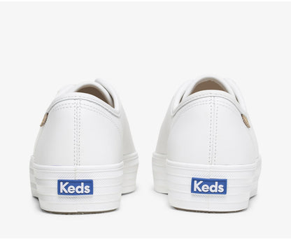 Women Triple Kick Luxe Leather White - Keds