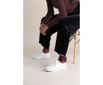 Women Triple Kick Luxe Leather White - Keds