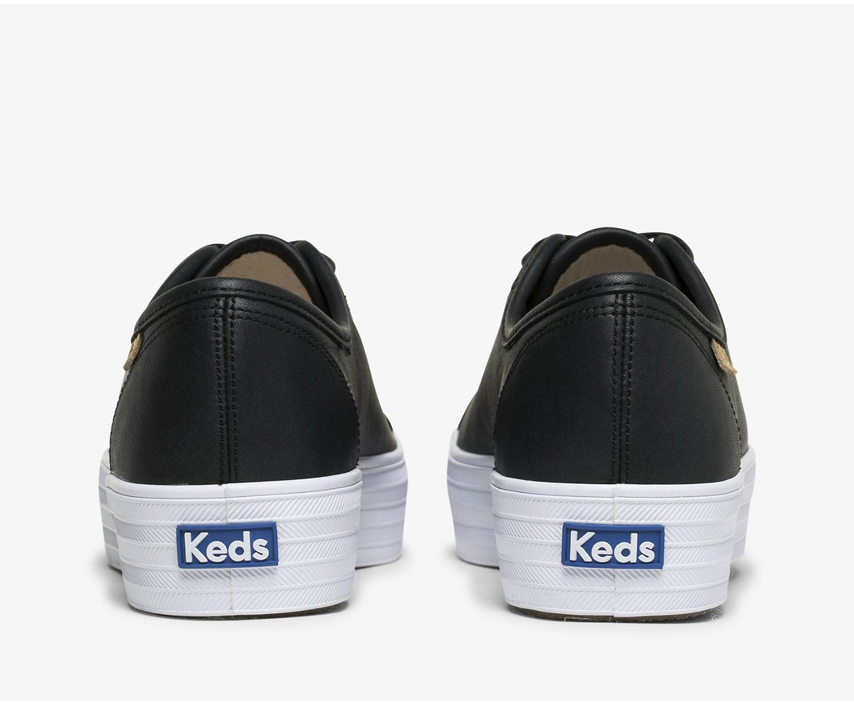Women Triple Kick Luxe Leather Black - Keds