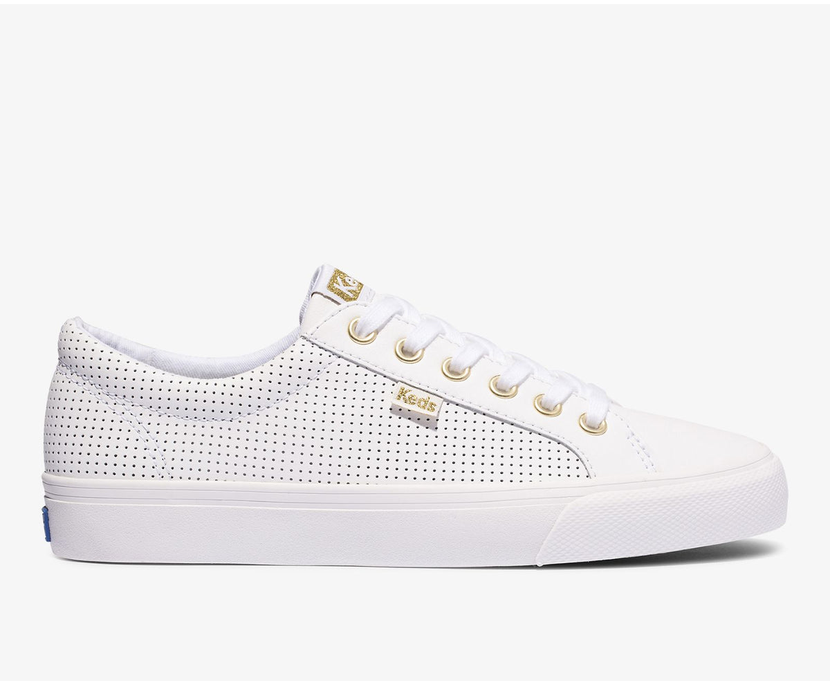 Women Jump Kick Perf Leather White Gold - Keds