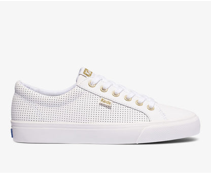 Women Jump Kick Perf Leather White Gold - Keds