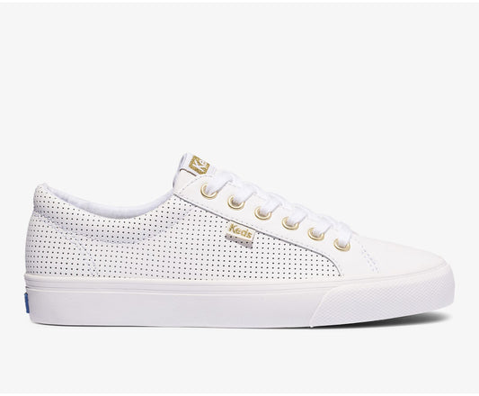 Women Jump Kick Perf Leather White Gold - Keds