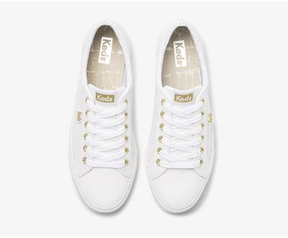 Women Jump Kick Perf Leather White Gold - Keds
