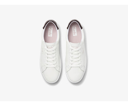 Women Ace Leather White Burgundy - Keds