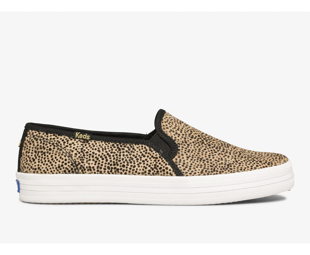 Women Keds x kate spade new york Double Decker Tiny Dot Calf Hair Tan Black - Keds