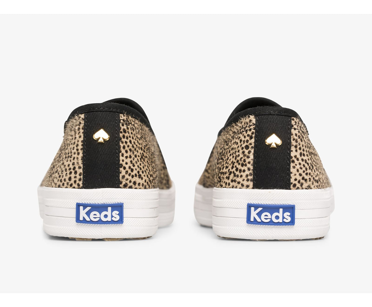 Women Keds x kate spade new york Double Decker Tiny Dot Calf Hair Tan Black - Keds